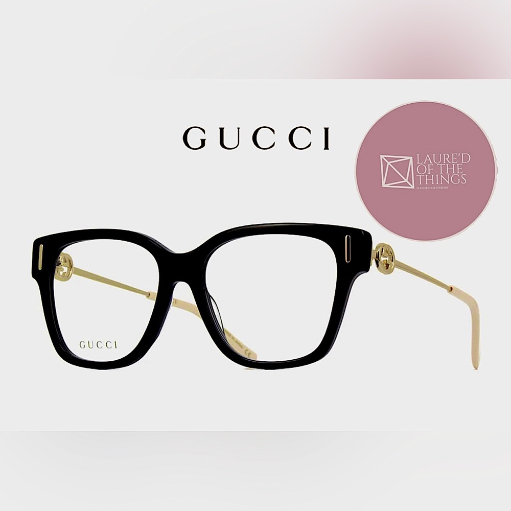NWT Gucci GG124O Eyeglasses - Black GOLD